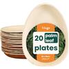 HAAGO 20 Piatti in Foglia di Palma a Forma di Goccia (25cm) Compostabili e Monouso - Eco-friendly Picnic e Outdoor - Sicuri in Freezer e Microonde