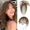 RPAEOY Extension Capelli Veri Clip 100% Frangia Natural Air Bangs Frontale Frangia Posticci Lavabile Tingibile per lo Styling Quotidiano Feste(Marrone)