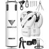 ASBRAVO Sacco da boxe per adulti, 120 cm, set di guanti da boxe pesanti da 12 oz, per MMA, Muay Thai, kickboxing, allenamento a casa, palestra, arti marziali (non riempito), nero