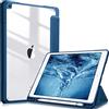 FINTIE Custodia per iPad 10.2 Pollici 9a / 8a / 7a Generazione (2021 2020 2019) - [Built-in Pencil Holder] Antiurto Sottile Case Posteriore Trasparente Cover con Auto Sveglia/Sonno, Marine Blu