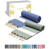 SOLTAKO Telo Mare - Fouta XXL - Asciugamano da spiaggia anti-sabbia - Telo da bagno per Hammam, Sauna, Yoga, Picnic - Fouta Beach 100x200 cm - Lenzuolo 2 Persone