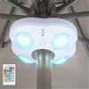 HONWELL Patio Ombrello Luce a Batteria,12 colori Ombrello da esterno Palo Luce Telecomando, 4 Luminosità Modalità Cordless 20 Luci LED a 250 Lumen, Lampada da Campeggio per Tenda, Spiaggia-Bianca