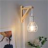 SUNLLOK Applique da Parete Legno Moderna Gabbia Paralume - Lampada a Sospensione Led Vintage Illuminazione Regolabile - Industriale Faretto Interno Decor per Soggiorno Camera da Letto Bagno, Bianco