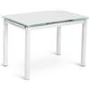 E-STYLO Tavolo Allungabile Top in vetro temperato Gambe in metallo verniciato a colore Allunghe interne in vetro temperato,75cm X 110/170cm H. 75cm,Top: bianco allunghe: bianco gambe: bianco
