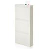 MOHOME Scarpiera Salvaspazio Slim Metallo 3 Ante Bianca Dimensioni 105 x 50 x 15 cm Ripiani a Ribalta Sincronizzati Porta Scarpe Assemblata Ingresso Camera