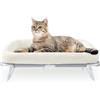 GUUSII HOME Amaca Per Gatti Lettino Gatto Elevato Cuccia Rialzata per Gatti e Cani di Piccola Taglia Animali Pavimento Amaca Gatto Sdraio per Interni Esterni Divanetto Patti 64X40X19 cm(Bianco)