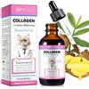JSBNQRMZ Integratore Alimentare di collagene per Gatti,60 ml Collagene e Msm Possono nutrire e sostenere Le articolazioni del Vostro Animale Domestico,rafforzare Le Ossa