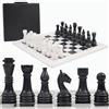 Radicaln Set di scacchi in marmo con scatola portaoggetti, 38 cm, bianco e nero, fatto a mano, 1 scacchiera con 32 pezzi di scacchi, gioco di scacchi per giochi da tavolo per 2 giocatori per adulti