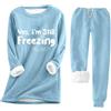 BFSWL Set da donna Yes, I'm Still Freezing frasi stampate, tuta termica in pile da jogging, felpa invernale in peluche + pantaloni termici, tuta sportiva in due pezzi, Azzurro, L