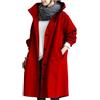 Generic Cardigan con cappuccio e maniche lunghe da donna alla, con tasca e bottoni, in maglia Giubbino Pelle Donna Primaverile 100 Grammi Donna (Red, L)