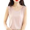 Generic Canottiera estiva da donna in raso di seta, senza maniche, girocollo, con spalline sottili, Pnnrk, S