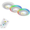 BRILONER - Set di 3 plafoniere da incasso LED, anello luminoso LED RGB CCT, LED piatto da incasso, faretto da incasso per bagno, faretto da incasso per bagno IP44, cromo opaco, 84x34 mm (DxH)
