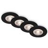 BRILONER - Set di 4 luci LED da incasso a soffitto, luci da incasso ultrapiatte, faretti da incasso per bagno, faretti da incasso per bagno IP44, nero opaco, 90x25 mm (DxH)