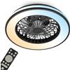 Briloner - Plafoniera con Ventilatore a 5 velocità, telecomando, dimmerabile, lampada per camera da letto, lampada da soffitto con ventilatore, soggiorno, 49W, 5.300lm, 48,5x14,5cm (DxH), nero