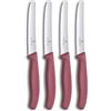 Victorinox Swiss Classic Coltello da Colazione, Coltello da Pane, Set da 4 pezzi, Lama Affilata, Seghettata, 11 cm, Acciaio Inossidabile, Rosso