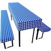 Lemos Home Set di 3 cuscini per tende da birra, in 1 tovaglia e 2 copripanchine da birra. Dimensioni e colori a scelta (110 x 60 cm, blu a quadretti)