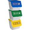 DRW Pattumiera con Coperchio, Giallo, Blu e Verde, 39 x 39 x 36 cm