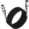 FIBBR XLR Cavo, Cavo Microfono Nylongeflecht XLR Stecker auf Buchse Cavo Microfono Simmetrico Resistente Compatibile con Preamplificatori/Altoparlanti e Altro (1, 3M)