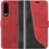 Mulbess Cover per Samsung Galaxy A30S / A50, Interno TPU Antiurto, Custodia a Libretto, Fessura Carte, Supporto Stand, Elegante Vino Rosso