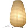 Leikurvo Lampada da tavolo in carta di riso, lampada da tavolo bianca, lampada da comodino, lampada da tavolo, paralume con attacco E14, interruttore e lampadina, lampada a sospensione rotonda, 1,8 m, cavo H