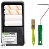 ToolSpace 7 Pezzi Set - Rullo Pittura Kit 2 x 11 cm - Rulli 2 x 11 cm con Manico - Pennello Pelo Lungo 25 mm e Vaschetta per Tinteggiatura Pareti - Pitturare Casa e Interne - Schiuma e Poliacrilico