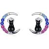 YFN Orecchini animali in argento sterling 925 orecchini luna regali per donne ragazze, Argento sterling, Zirconia cubica