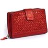 BEDETTI Portafoglio Unisex in Vera Pelle Intrecciata con chiusura a cerniera (Rosso)