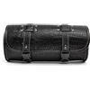 APEBAZY Borsa da manubrio per moto con 2 cinghie di fissaggio, borse da sella in pelle di coccodrillo PU nera, borse forcella rotonde, elegante tasca laterale borchiata per riporre piccoli attrezzi