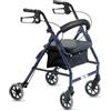 REMEDIA ONE - Rollator Deambulatore con Seduta per Anziani e Disabili - Deambulatore per Anziani 4 Ruote Pieghevole con Schienale, Borsa e Porta Stampella