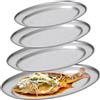 SUNOYA Vassoio Da Portata In Acciaio,4 Pezzi Piatti Rotonde In Acciaio Inox,Vassoio Ovale In Acciaio,Piatti Da Portata Ovali Per Carne,Piatto,Pesce E Buffet(26cm,30cm,35cm,40cm)