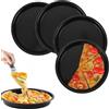Feegela Set 4 Teglia Pizza Rotonda,Teglia Pizza Diametro 18cm, Stampi Pizza Teglie Forma Rotonda Acciaio al Carbonio, con Doppio Strato di Rivestimento Antiaderente,Teglia Pizza Antiaderente
