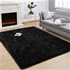 MARATIP Tappeto Peloso Soggiorno Tappeti per Grandi Dimensioni Salotto Moderno cameretta Bimba tappeti,Tappeto morbido e soffice per la camera da letto(Nero,160 x 230 cm)