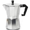 A2ZWORLD Caffettiera Moka in Alluminio, Colore Argento, Manico Anti Scottatura, Compatibile con fornello Elettrico e a Gas, NON Induzione (3 Tazze)