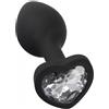 BONDAGERIE® Butt plug anale nero in silicone medico con cuore bianco, sacchetto incluso, Taglia S
