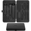 OFIDUS Precision 8 Pezzi Kit da Viaggio per la Cura Delle Unghie da Uomo, Set per Manicure in Acciaio Inossidabile con Tagliaunghie per Mani e Piedi, Lima per Unghie, Pinzette a Punta Obliqua