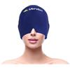 Ubrvhrt Maschera per emicrania, maschera per mal di testa, copertura a 360°, Cappello Migraine Relief Cap, impacco freddo e caldo per mal di testa, occhi gonfi, seni, gel double face, Blu Marino