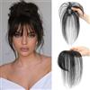 RPAEOY Extension Capelli Veri Clip 100% Frangia Natural Air Bangs Frontale Frangia Posticci Lavabile Tingibile per lo Styling Quotidiano Feste(Nero naturale)