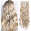 SEGOHAIR Extension Capelli Clip, 8 pezzi 18 clip Extension Coda Capelli testa piena come capelli veri, lisci - parrucca sintetica per donna 60 cm, misto biondo cenere, grigio argento