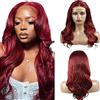 Lakaisa Body Wave Human Hair Wig Burgundy 4X4 Lace Front Capelli Veri Umani Wear and Go Glueless 100% Unprocessed Brazilian Remy Hair Parrucche Donna Capelli Umani No Smell for Woman 16 Inch