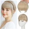 S-noilite Fascia con frangia, fascia per parrucche con frangia anteriore, fascia sintetica intrecciata, parrucca con extension per capelli per donne e ragazzeBiondo cenere mix Biondo decolorato