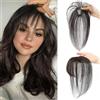 RPAEOY Extension Capelli Veri Clip 100% Frangia Natural Air Bangs Frontale Frangia Posticci Lavabile Tingibile per lo Styling Quotidiano Feste(Nero brunastro)