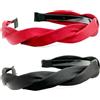 Guiguishiny 2 Pezzi Cerchietti per Capelli Donna Fasce per Capelli Moda Accessori per Capelli Antiscivolo Intrecciati Fasce per Capelli Eleganti Vintage 2 Colori (Nero+Rosso, ONE SIZE)