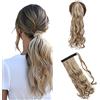 S-noilite® Parrucchino Parrucca Hair Extension Coda di Cavallo Estensione dei Capelli Ponytail Naturale Vari Colori 43cm Riccio Castano chiaro & biondo cenere