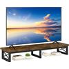 IBUYKE Mobile TV da 32-60 inch TV, Mobiletto Basso per TV a 2 Ripiani,scrivania per ufficio a doppio schermo,Mobile TV per Soggiorno e Camera da Letto,Marrone rustico TVT002H