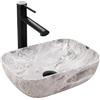 Rea Lavabo da Appoggio Belinda mini pietra opaca Lavabo bagno 25,5 x 37 x 11,5 cm Ceramica (imitazione pietra)