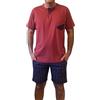 ARTIGIANI DEL PIGIAMA Pigiama Uomo Estivo Leggero Manica Corta Pantalone Corta 100% Cotone Modello Serafino e Pantaloni con Tasche 100% Made in Italy (IT, Testo, S, Regular, Regular, Rosso Corallo)