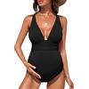 Happy Cherry - Costume da bagno intero da donna in gravidanza, costume da bagno premaman anteriore con scollo a V per nuoto, spiaggia, surf, costume da bagno estivo per fotografia - S-XL, Blu, L