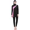 BOZEVON Donne Elegante Musulmano 2 Pezzi Costumi da Bagno Islamiche Hijab Burkini Modesto Swimsuit Beachwear, Nero+Rosa, 4XL