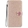 BLOTECH Brillantini Wallet for Samsung Galaxy J5 2017 Cover Bling Glitter Brillantini Oro Shiny Leather Case Shell Wallet Premium PU e Glitter Brillanti 3D Farfalla Strass Cover per Samsung Galaxy J530