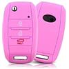 Car Passion Cover Guscio Chiave Compatibile Con Kia CEE'D CEED Sorento Sportage Rio Carens Soul Venga Niro Silicone Gomma 3 Tasti Portachiavi Custodia Morbido Protezione Telecomando Auto (rosa)